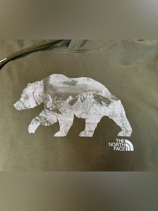 The North Face Men’s Olive Green Bear Logo Pullover Hoodie - Picture 2 of 10